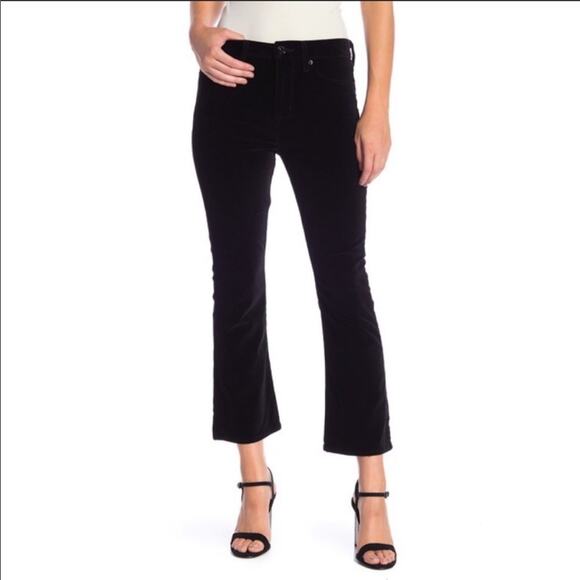 NEW NWT HUDSON Navy Velvet Brix High Rise Cropped Boot Cut Kick Flare Pants 31 - Picture 1 of 8
